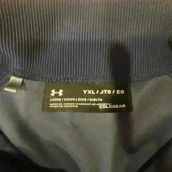 Under Armour ColdGear Kids XL Blue Mock Neck Half-Zip Long Sleeve Shirt Unisex - Picture 2 of 4